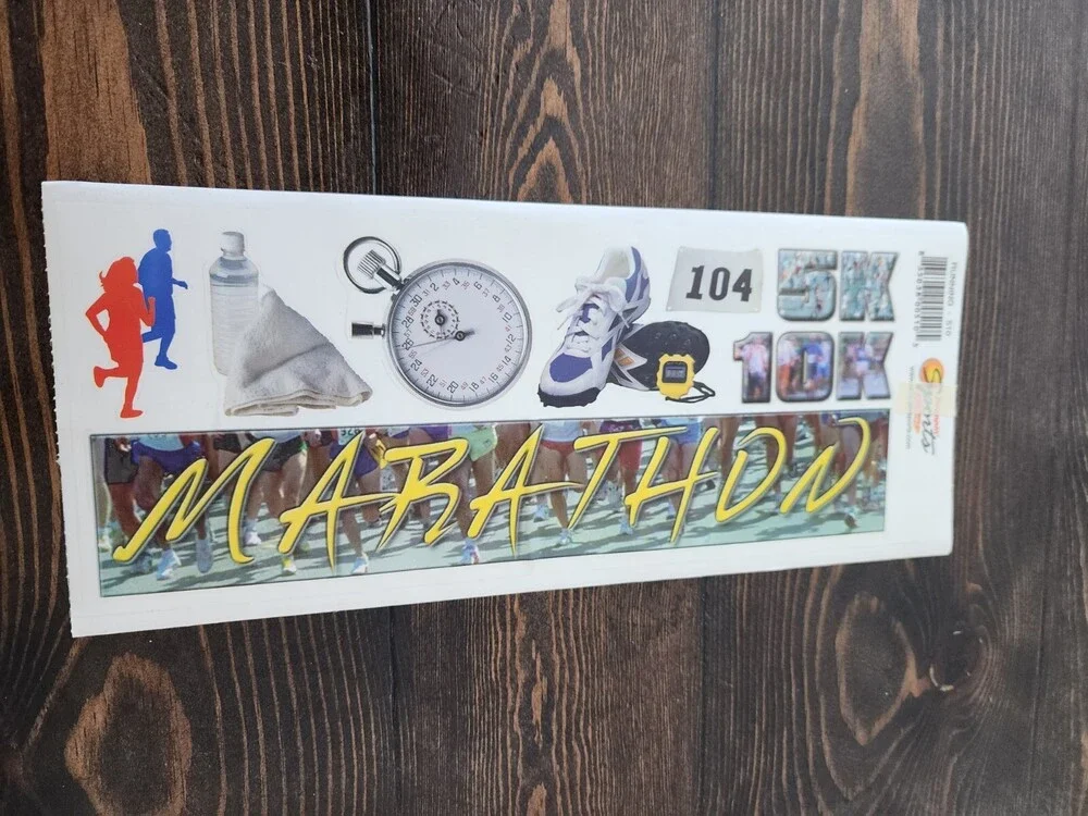 Sticker Sheet Jumbo - Marathon Running New Scrapbooking Vintage Retired #21